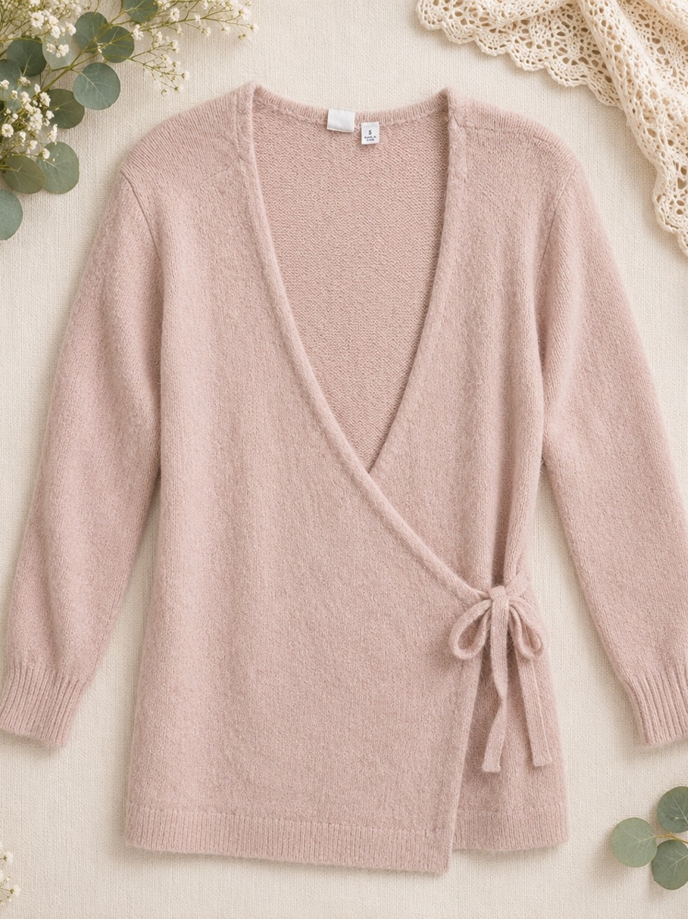 GAP Oversized Wrap Cardigan Blush Pink Balletcore Sweater Small